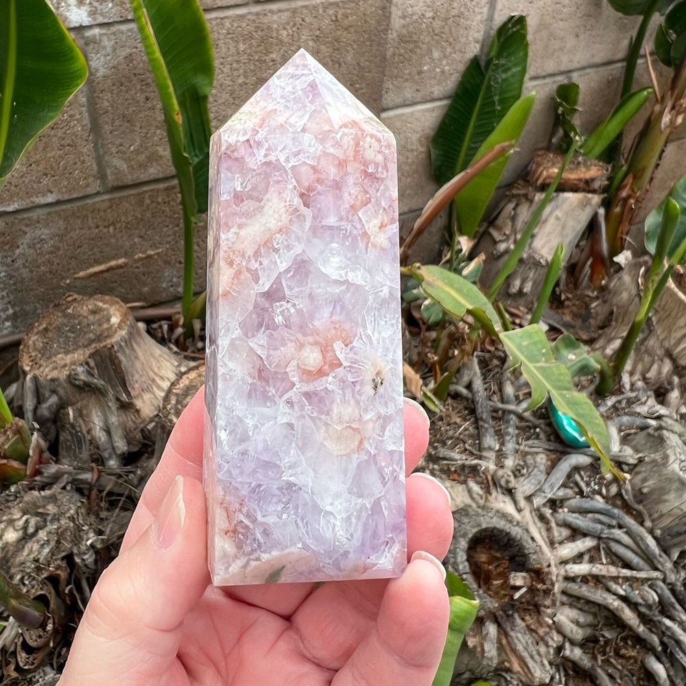 Brazilian Pink Amethyst Purple Flower Agate Tower